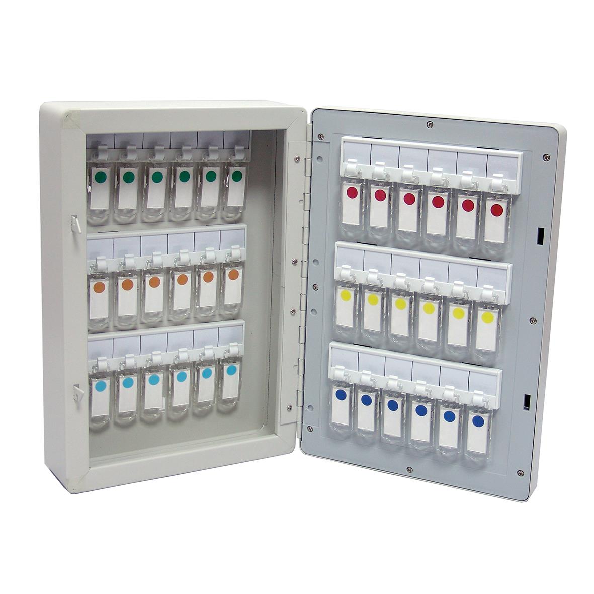 Digitalt nyckelskåp med 36 nycklar och färgkodade etiketter