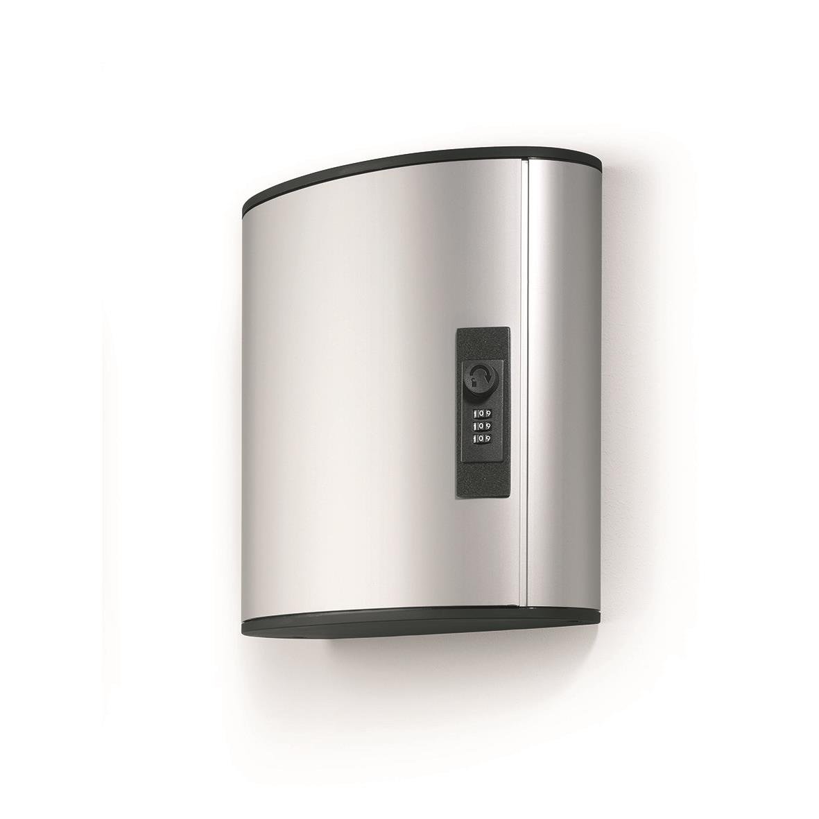 Snyggt nyckelskåp i silver med kodlås för 36 nycklar, mått 280x302x118mm