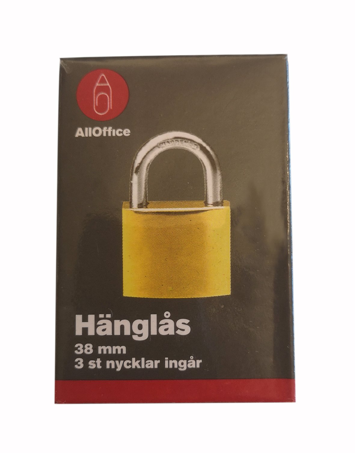 Hänglås AllOffice 38mm med 3 nycklar
