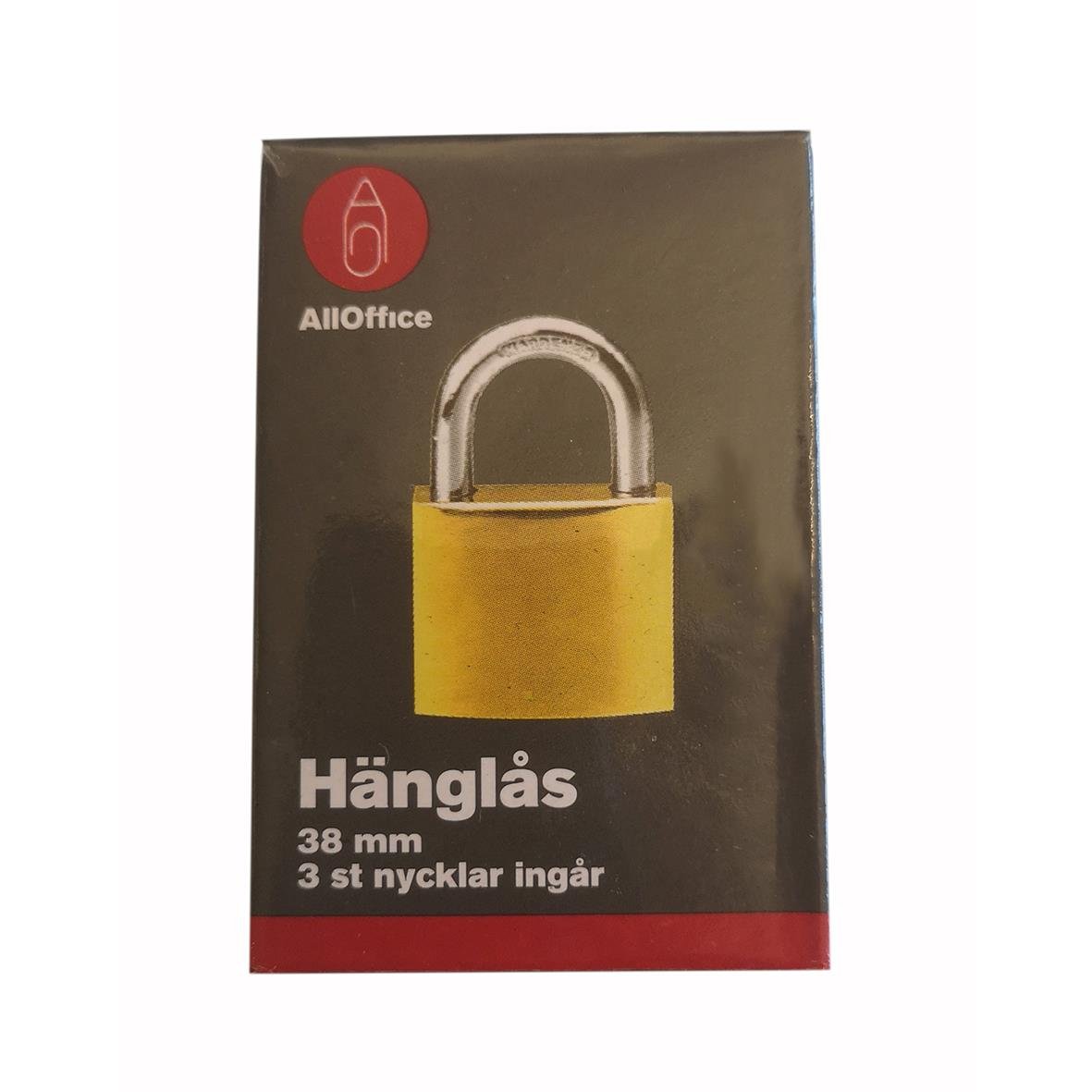 Hänglås AllOffice 38mm med 3 nycklar