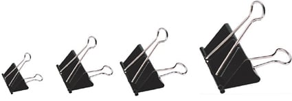 Svart pappersklämma Fold Back 19mm i olika storlekar
