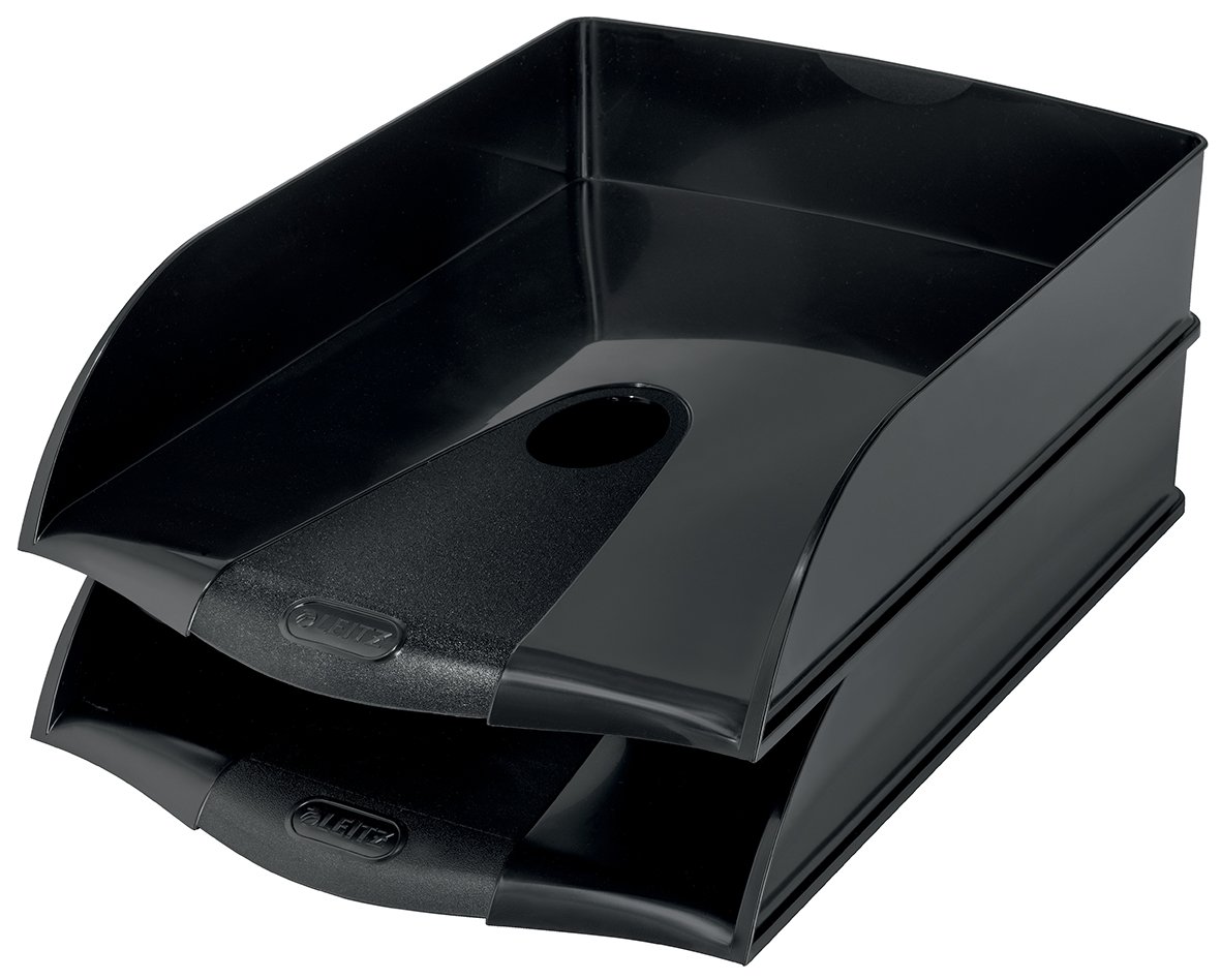 Svart Leitz Recycle brevkorg för A4-papper med tre fack