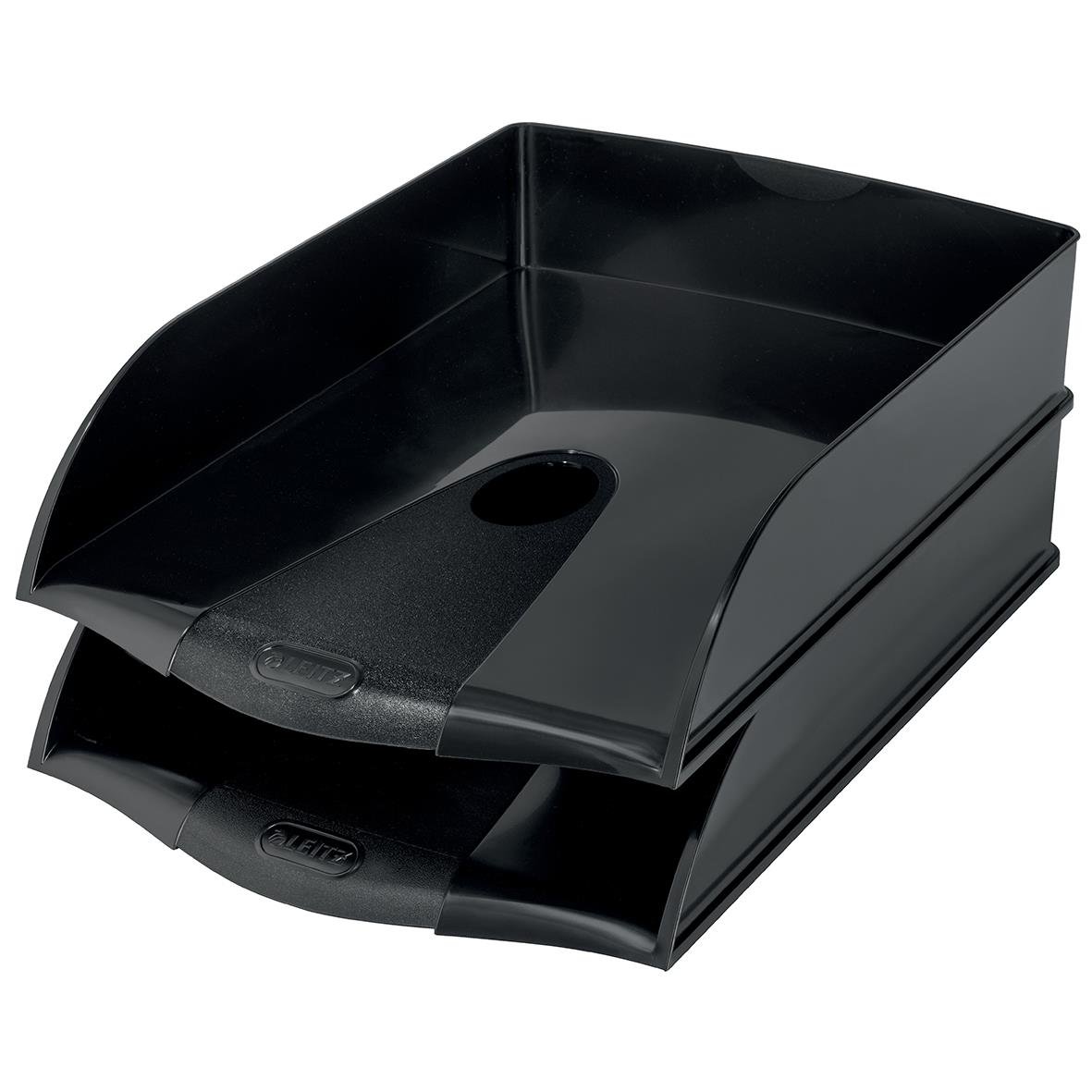 Svart Leitz Recycle brevkorg för A4-papper med tre fack