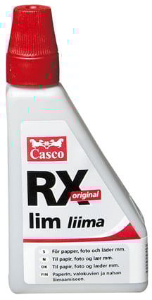 Lim Casco Rx-Lim 85 ml i vit plastflaska med rött lock