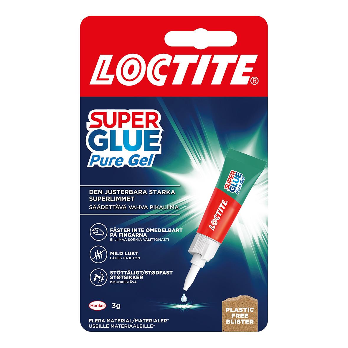 Lim Loctite Super Glue Power Easy i tub med röd och blå förpackning, starkt lim för olika material, 3g