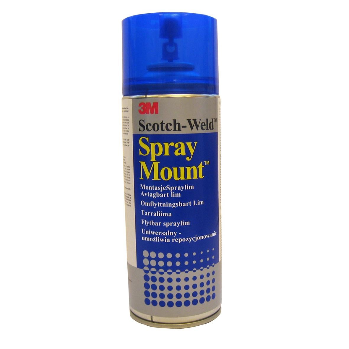Blå sprayburk med 3M Scotch-Weld Spray Mount 400ml, för limning och montage