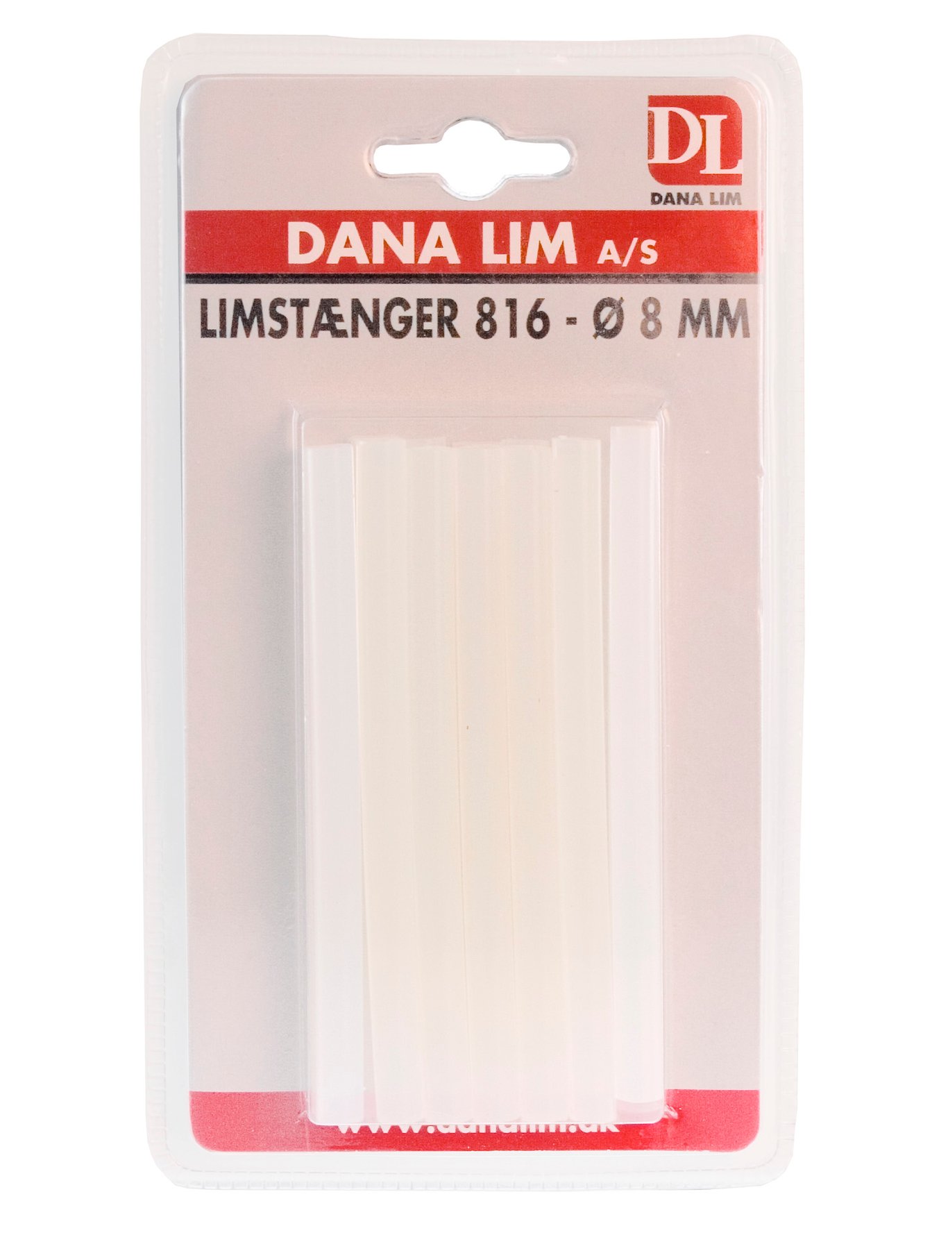 Limstavar 8mm 5g i plastförpackning med vit limstift