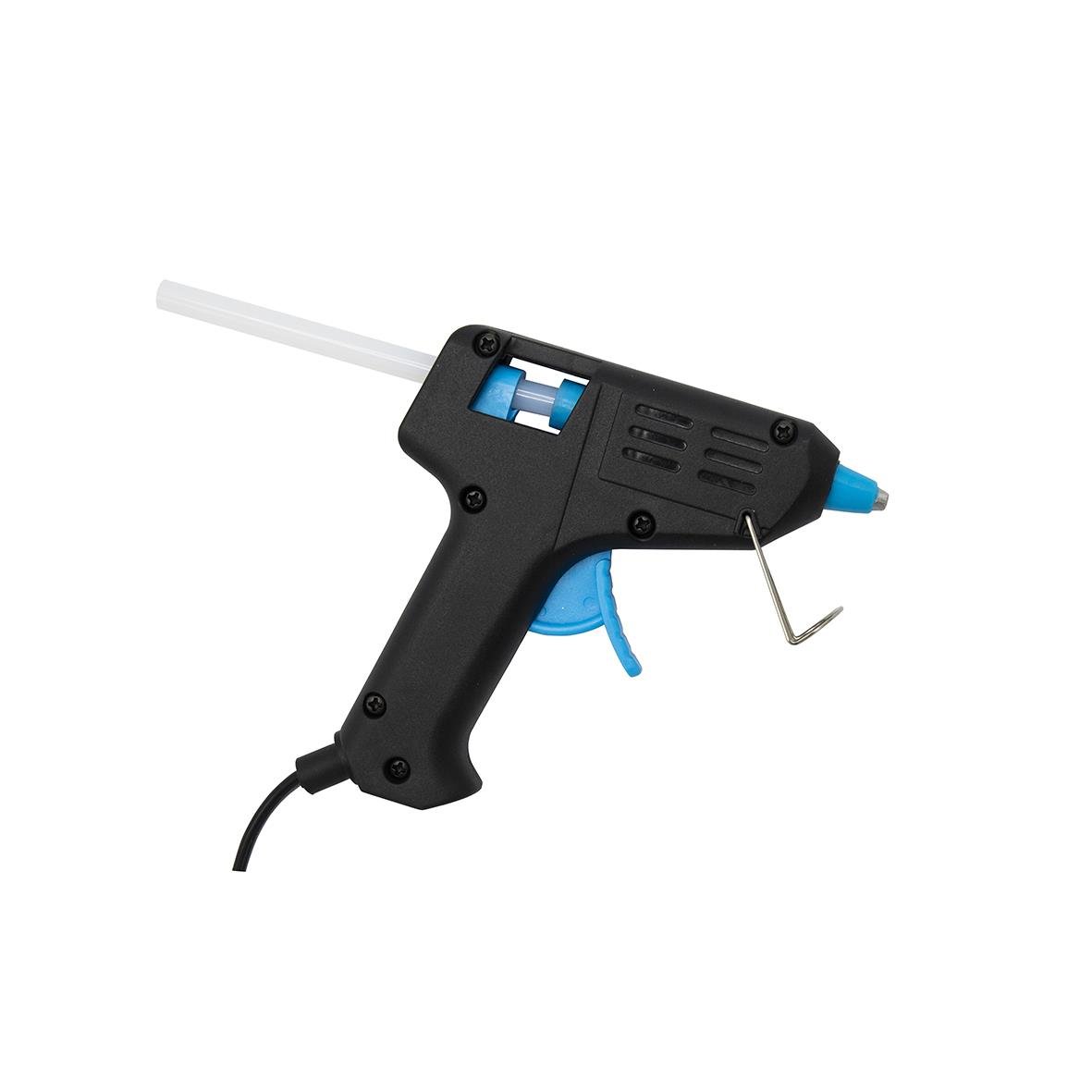 Liten lågtemp limpistol för 7mm limstift med svart och blå design