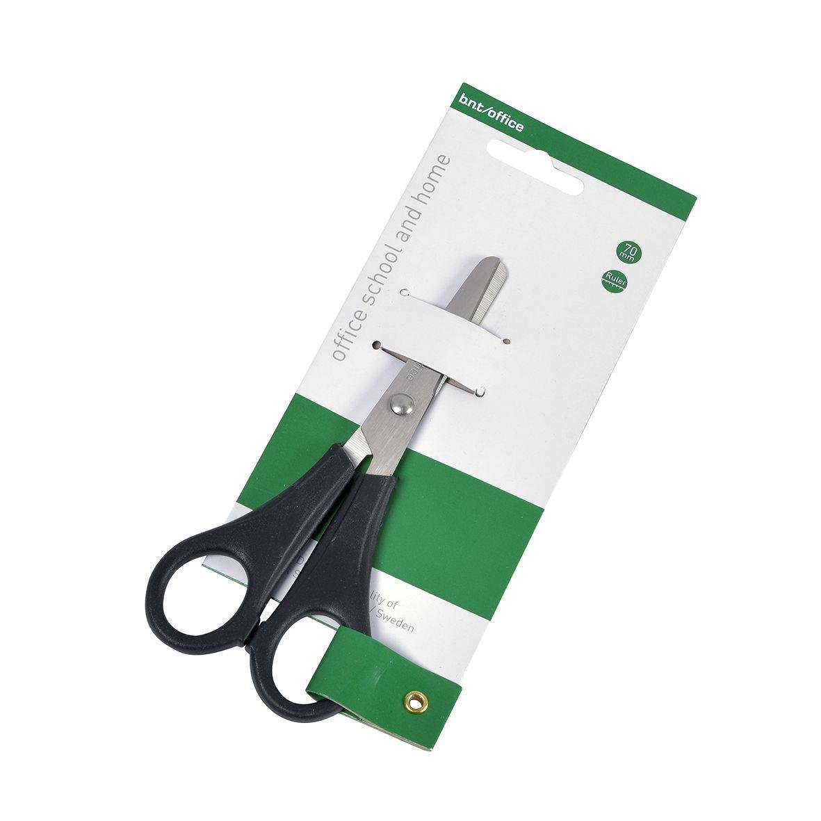 Svart sax med 7 cm blad i förpackning