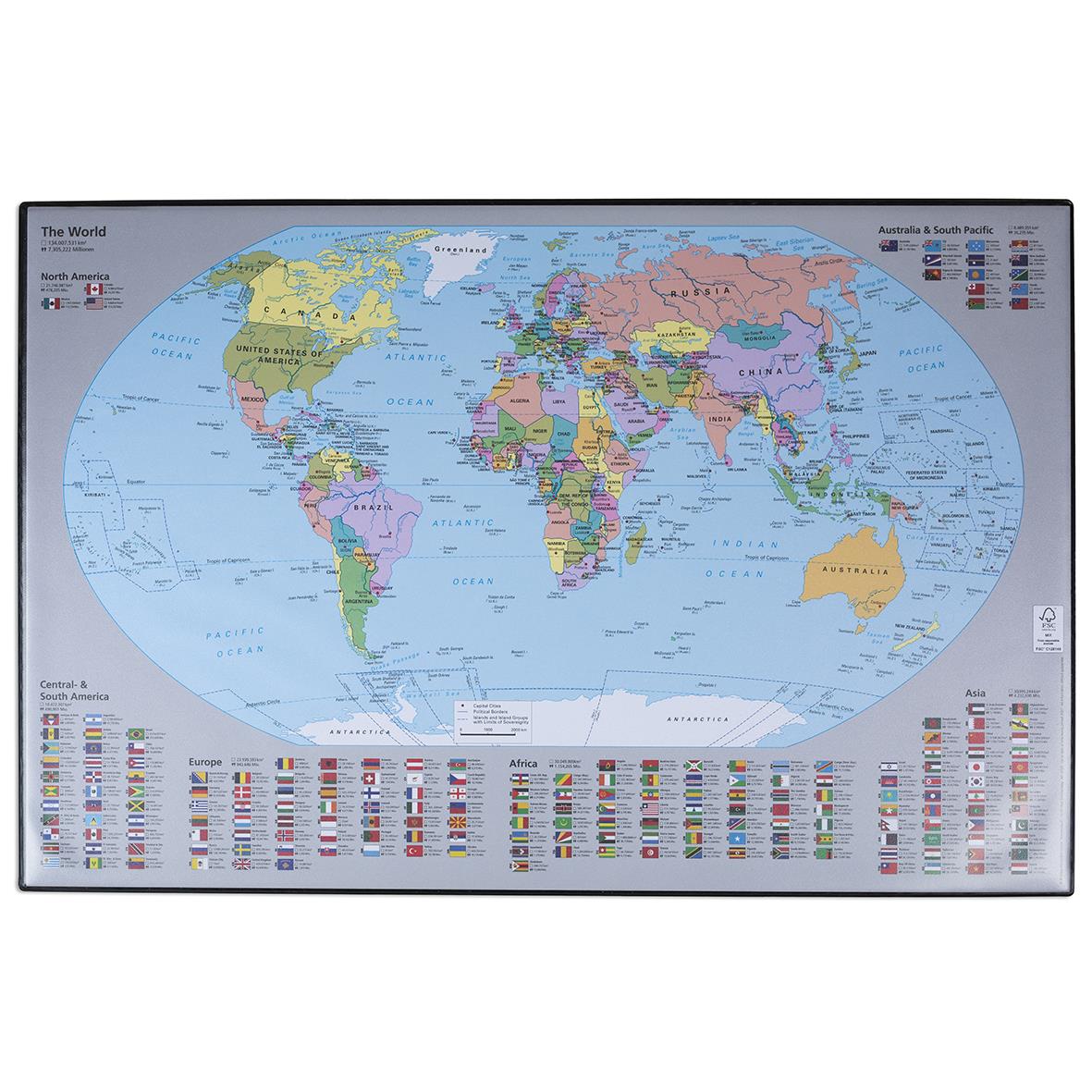 Skrivunderlägg Världskarta 590 x 387 mm 12140014
