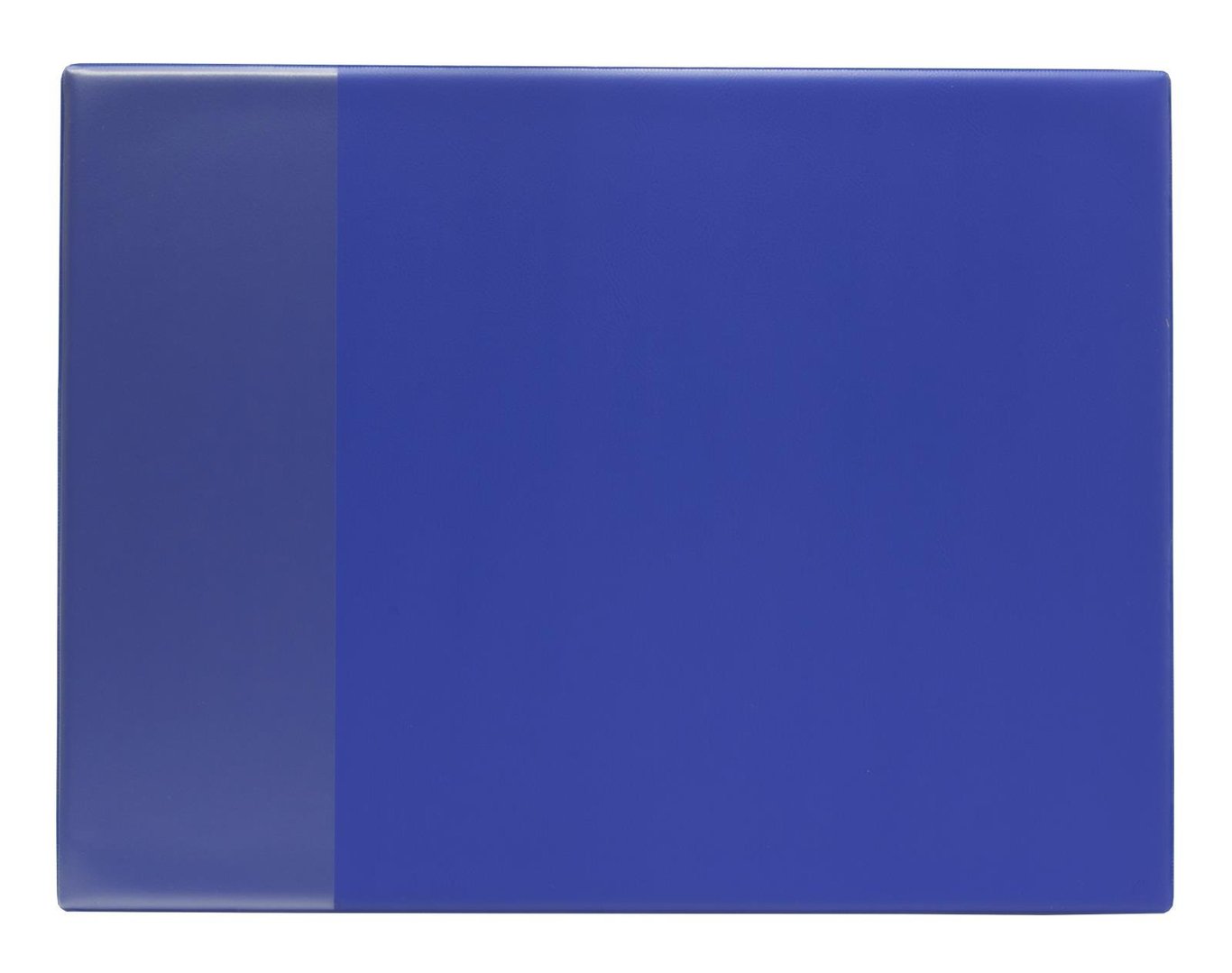 Blått skrivunderlägg i plast med måtten 52x40cm
