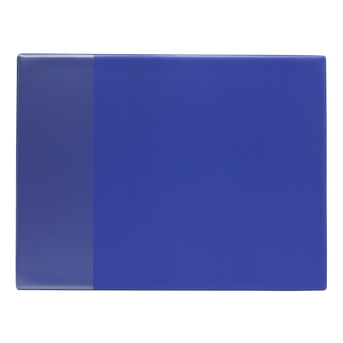 Blått skrivunderlägg i plast med måtten 52x40cm
