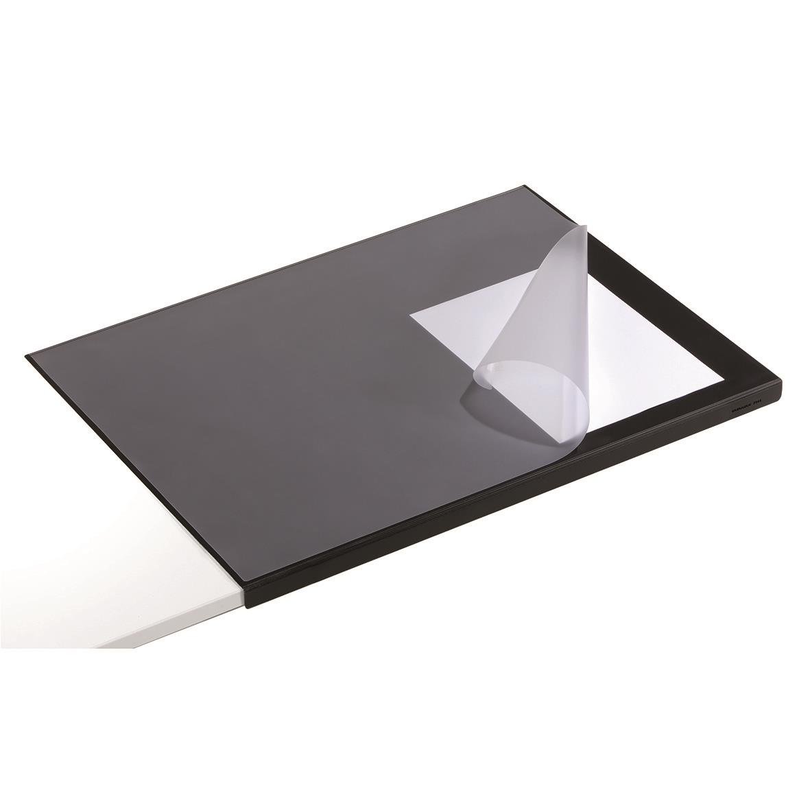 Svart skrivunderlägg Durable med kantskydd i PVC, 65x50cm, skyddande och slitstarkt