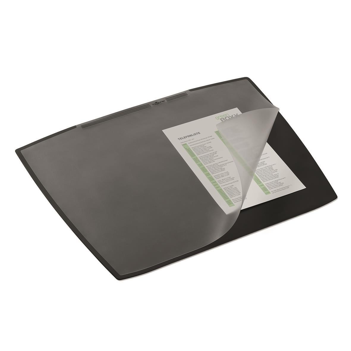 Svart skrivunderlägg Durable 65x52cm med blad som viks upp