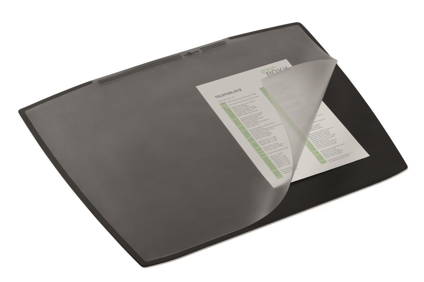 Svart skrivunderlägg Durable 65x52cm med skyddande transparent film