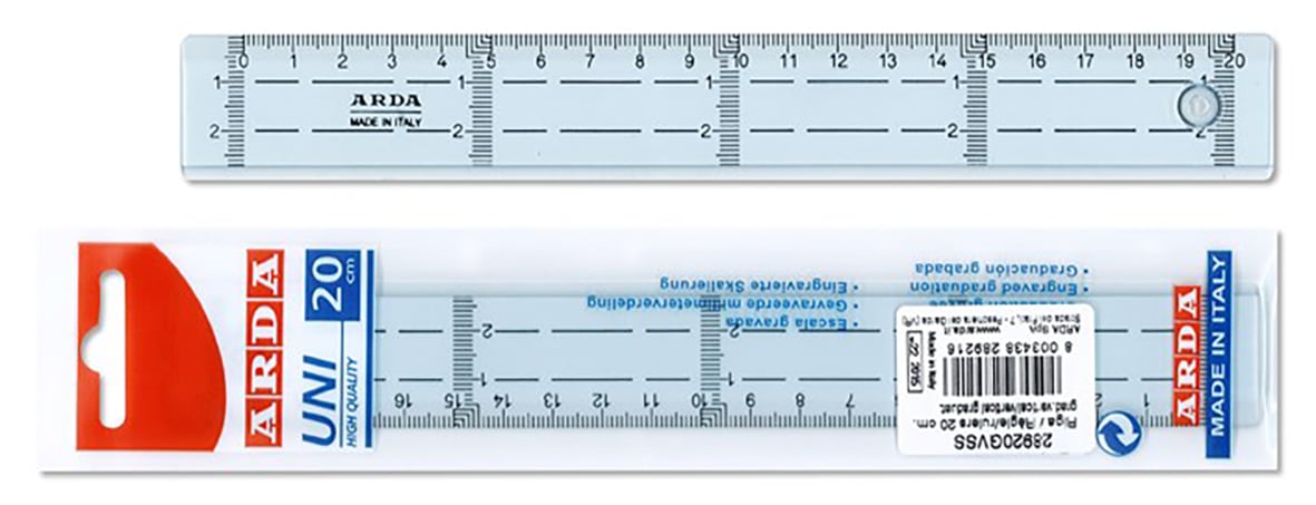 Linjal Arda Tvärgraderad 20 cm 12180016