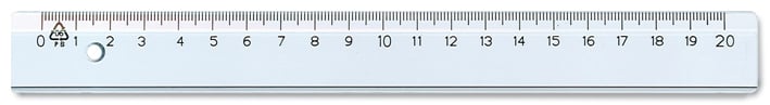 Transparent plastlinjal på 20 cm med måttskala