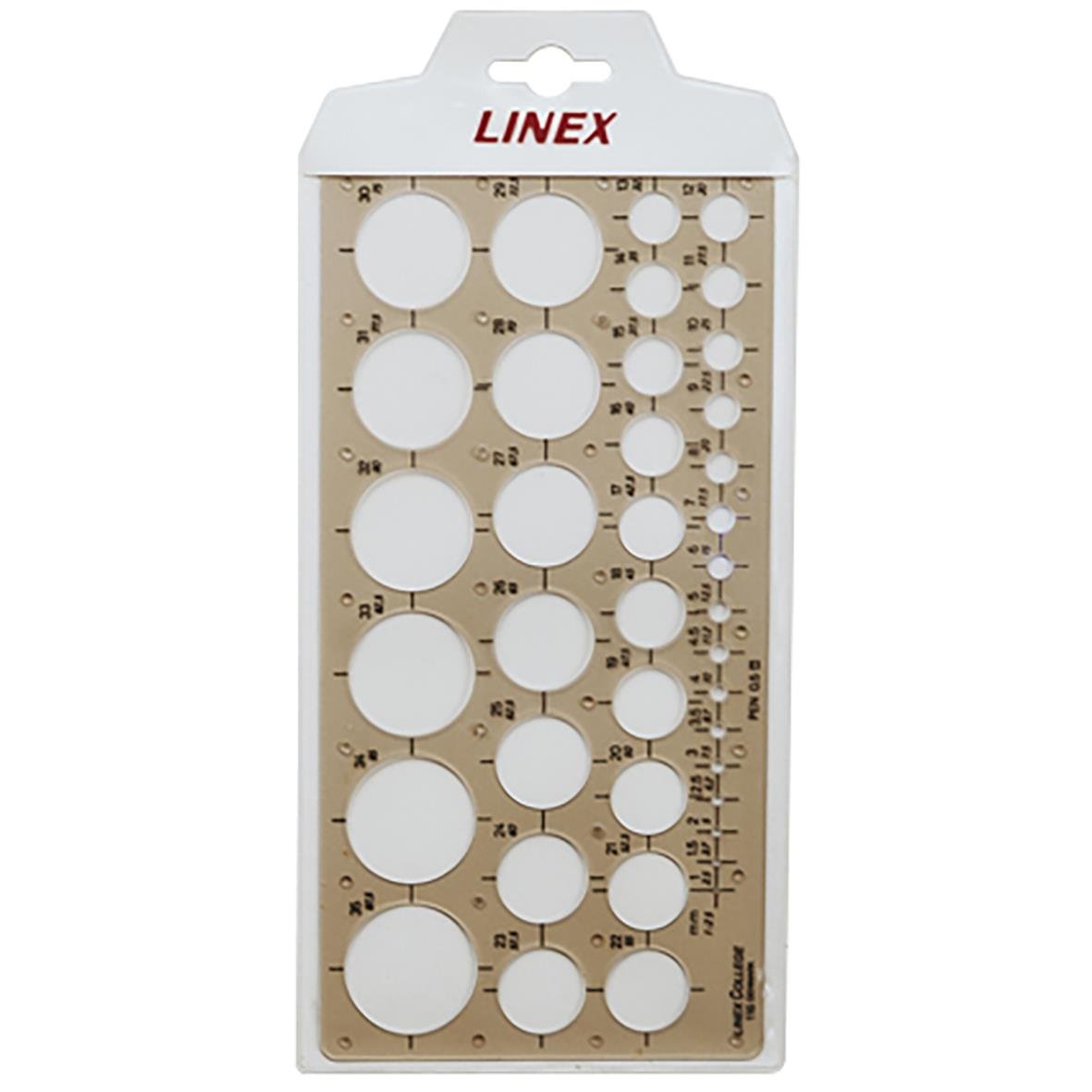 Linex cirkelmall med 36 cirklar från 1 till 35 mm för mätning och ritning
