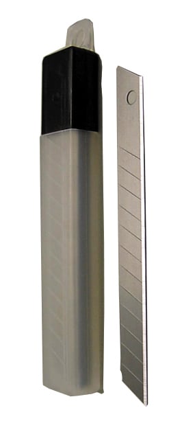 Brytknivsblad för 9mm pistol, avtagbart blad i metall och plastfodral