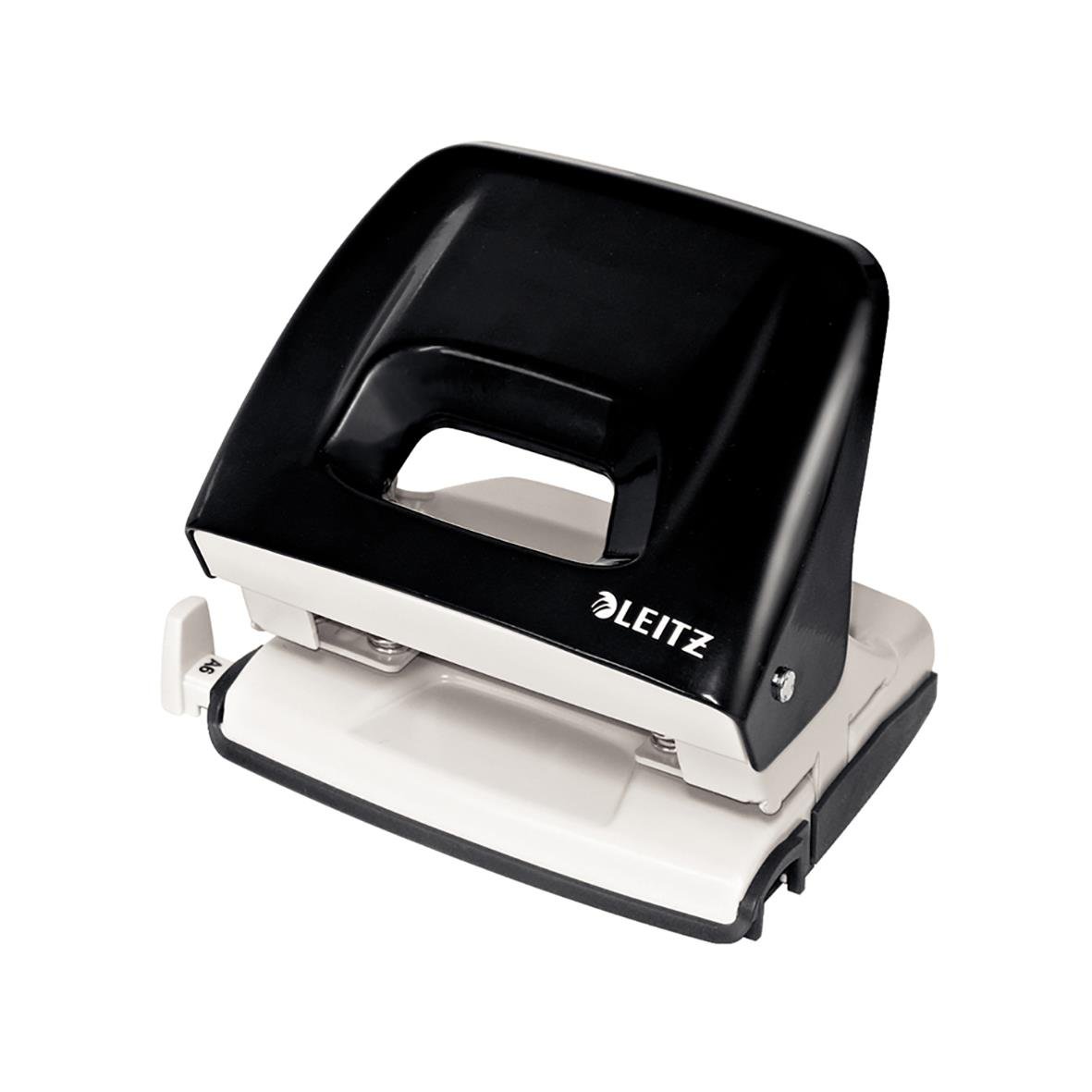 Svart hålslag Leitz 5151 WOW med vit bas och handtag