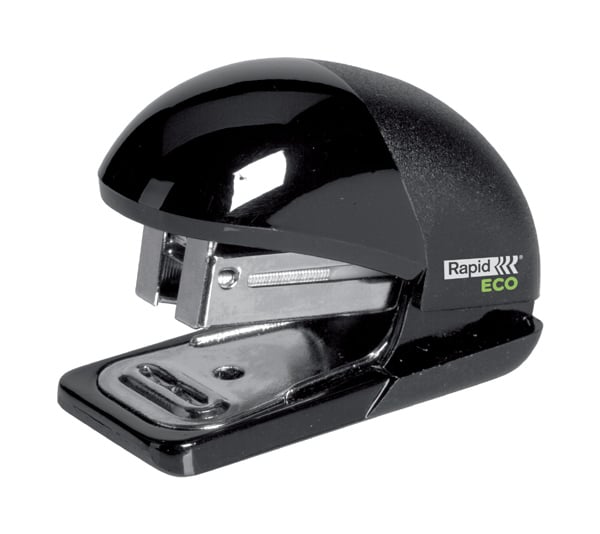 Svart häftapparat Rapid Eco Mini för 10 ark, kompakt och modern design