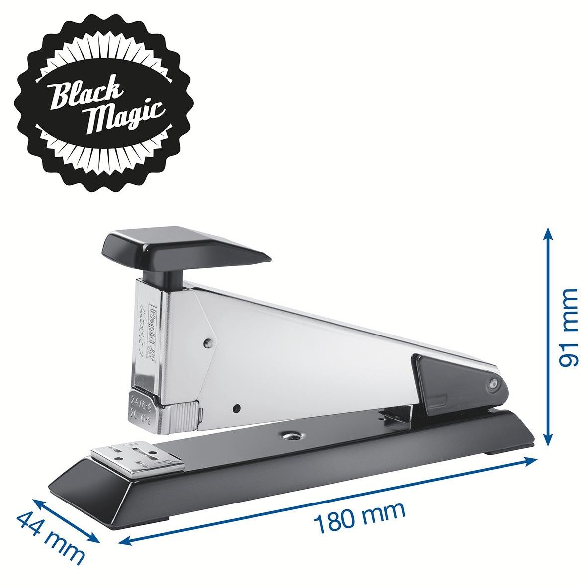 Svart häftapparat Rapid K2 Helstapel för 50 ark, mått 180x44x91 mm