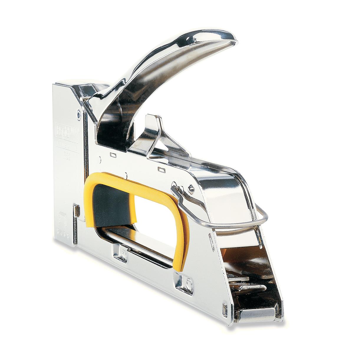 Häftpistol Rapid R23 i metall med gult handtag och skjutdel