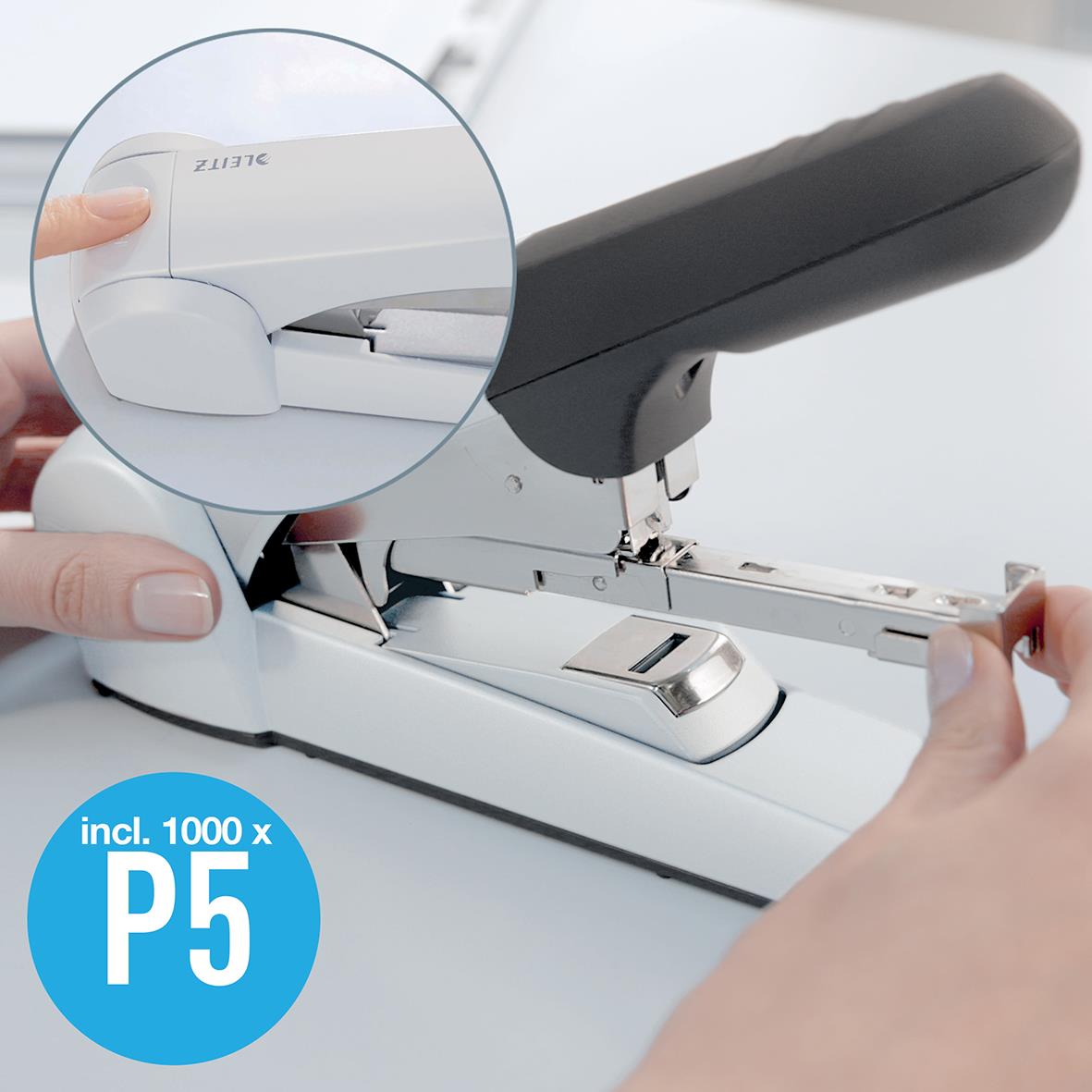 Häftapparat Leitz 5552 Flat Clinch Helstapel för 60 ark i grå färg