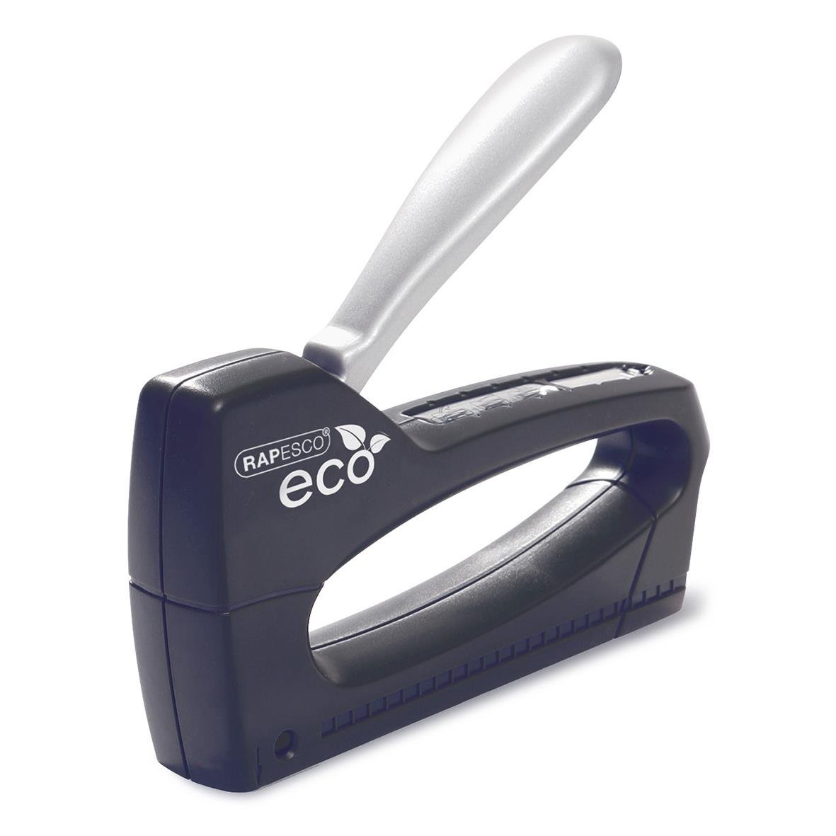 Svart häftpistol Rapesco Eco Tacker med vit handtag