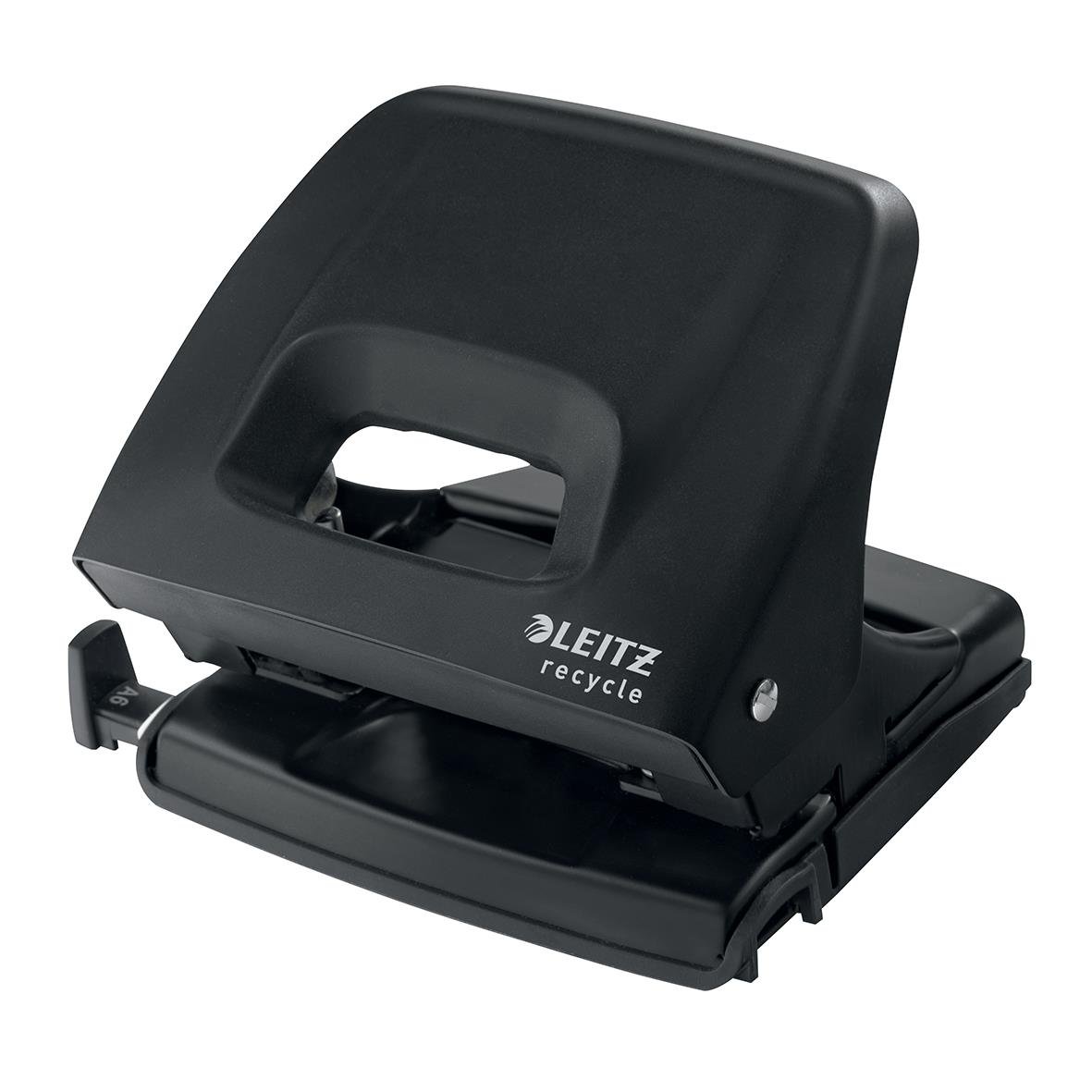 Hålslag Leitz Recycle svart med svart plastkropp och handtag