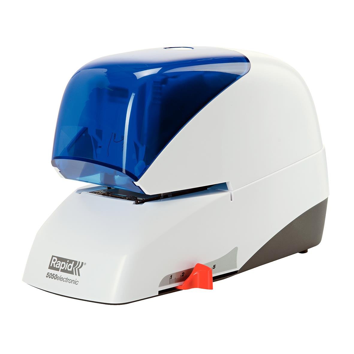 Elhäftare Rapid 5050E Flat Clinch blå och vit, för ark upp till 50 blad