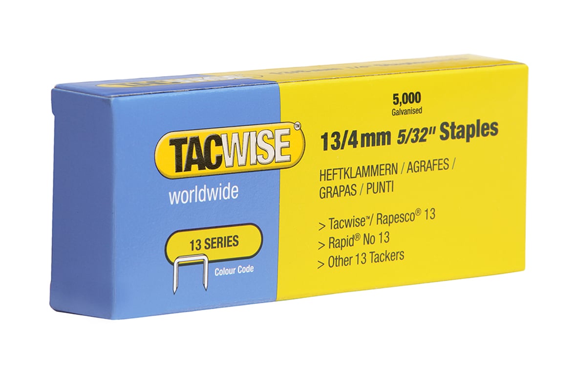 Häftklammer Rapesco 13/4 i blått och gult för 5000 ark