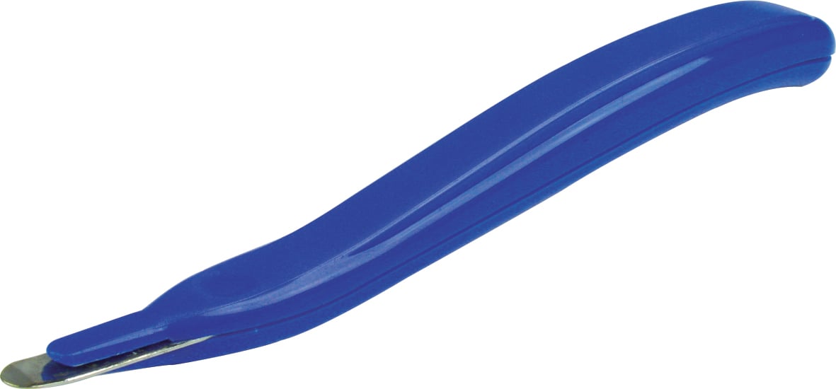 Blå häftklammerborttagare pennmodell