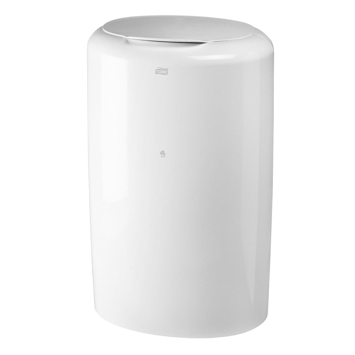 Vit papperskorg med lock och lås, 50L kapacitet