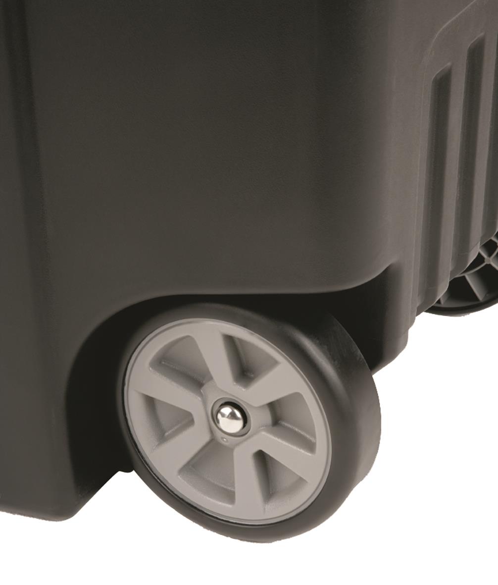 Svart papperstunna Vileda Atlas utan lock, hjul för enkel flytt, mått 59x44x90cm, 100L
