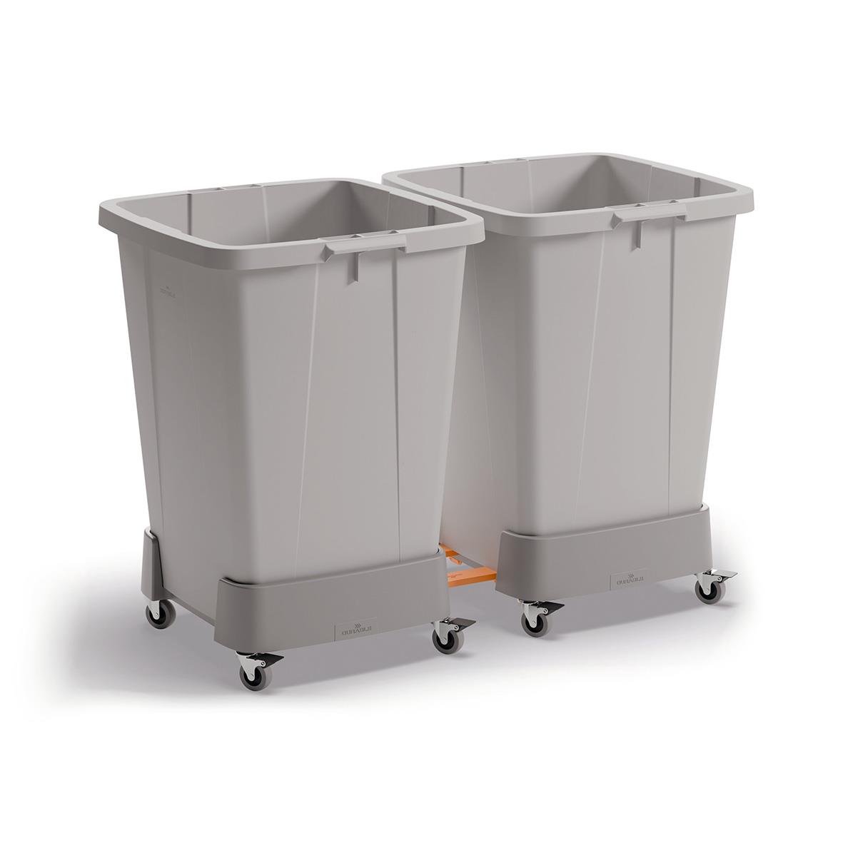 Två stora gråa vagnar med hjul för Durabin 90