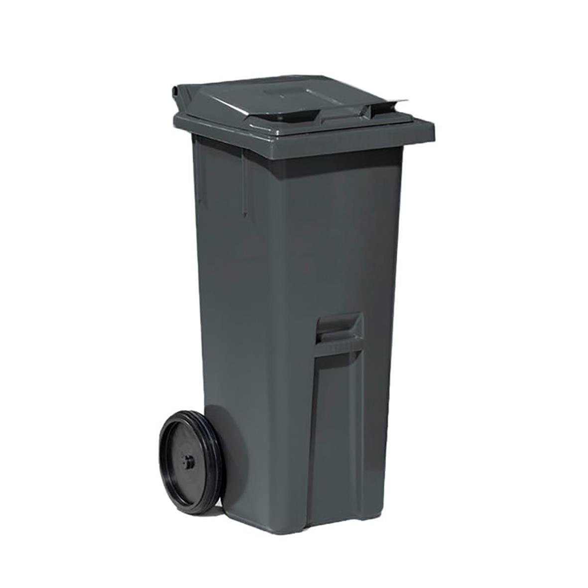Grå sopkärl Classic 140L med hjul och lock, mått 1060x480x540mm