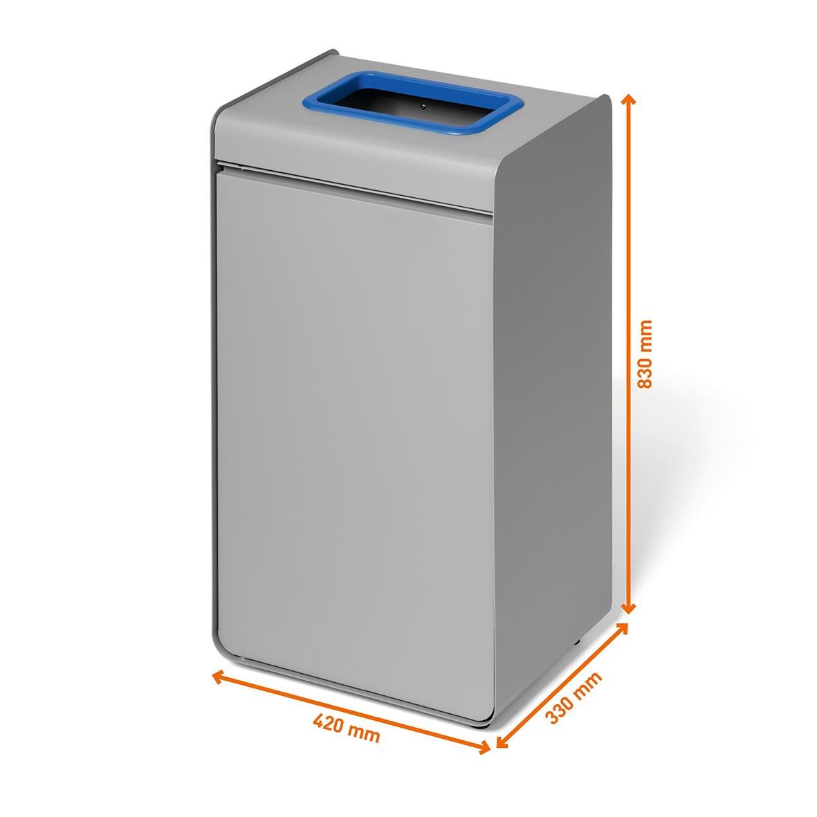 Återvinningskärl Durasort för papper, grå/blå, 55L, mått 830x420x330 mm