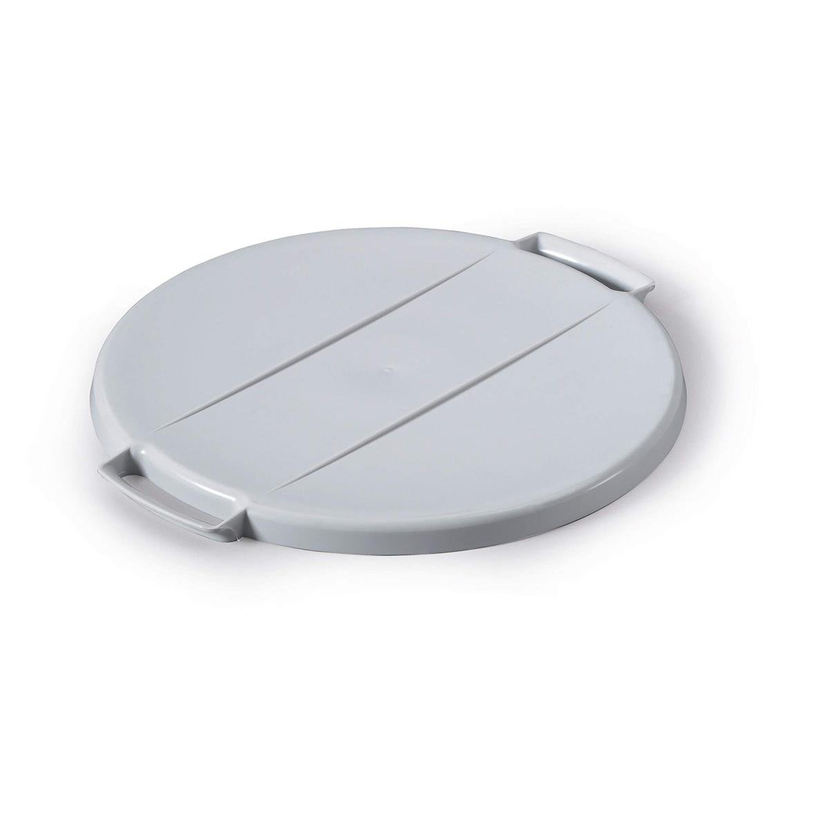 Rund grå papperskorg med lock och hållare, 40L, tunn plast