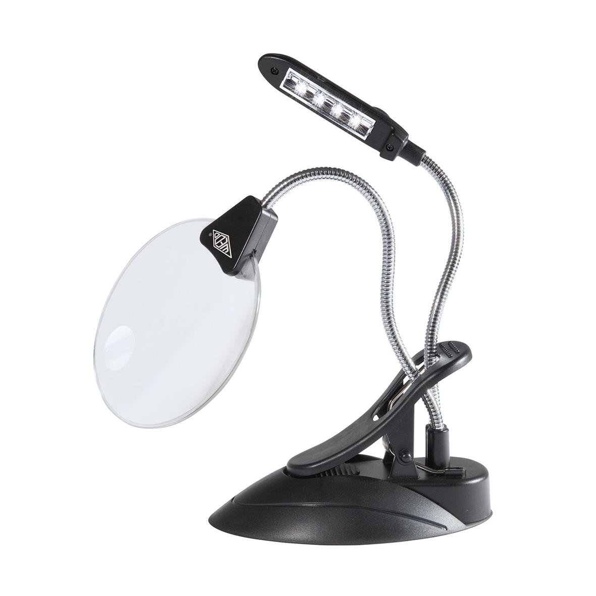 Förstoringsglas Wedo bordsmodell med LED-ljus, 13x10x33cm, justerbar arm och förstoringsglas