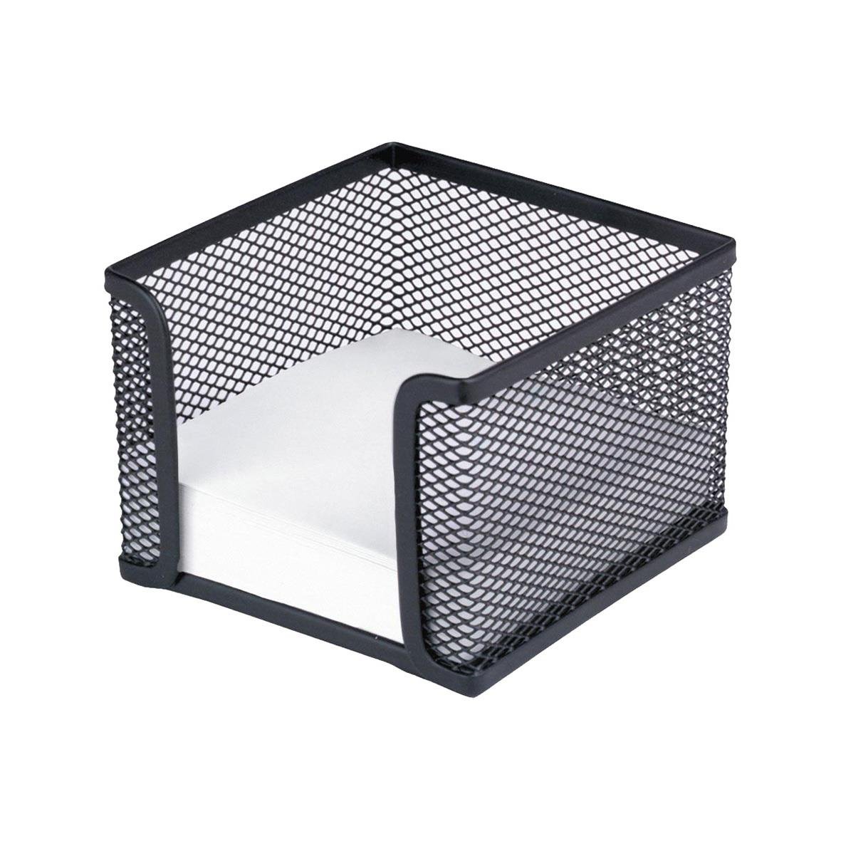 Svart trådburk med blockställ i metall, 100x100x55mm