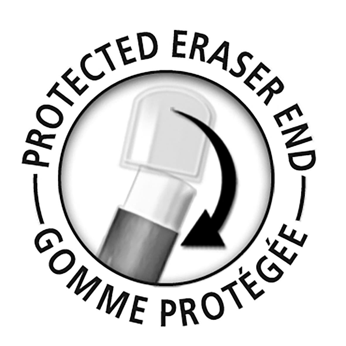 Skyddande suddspets med texten Protected Eraser End Gomme Protégée