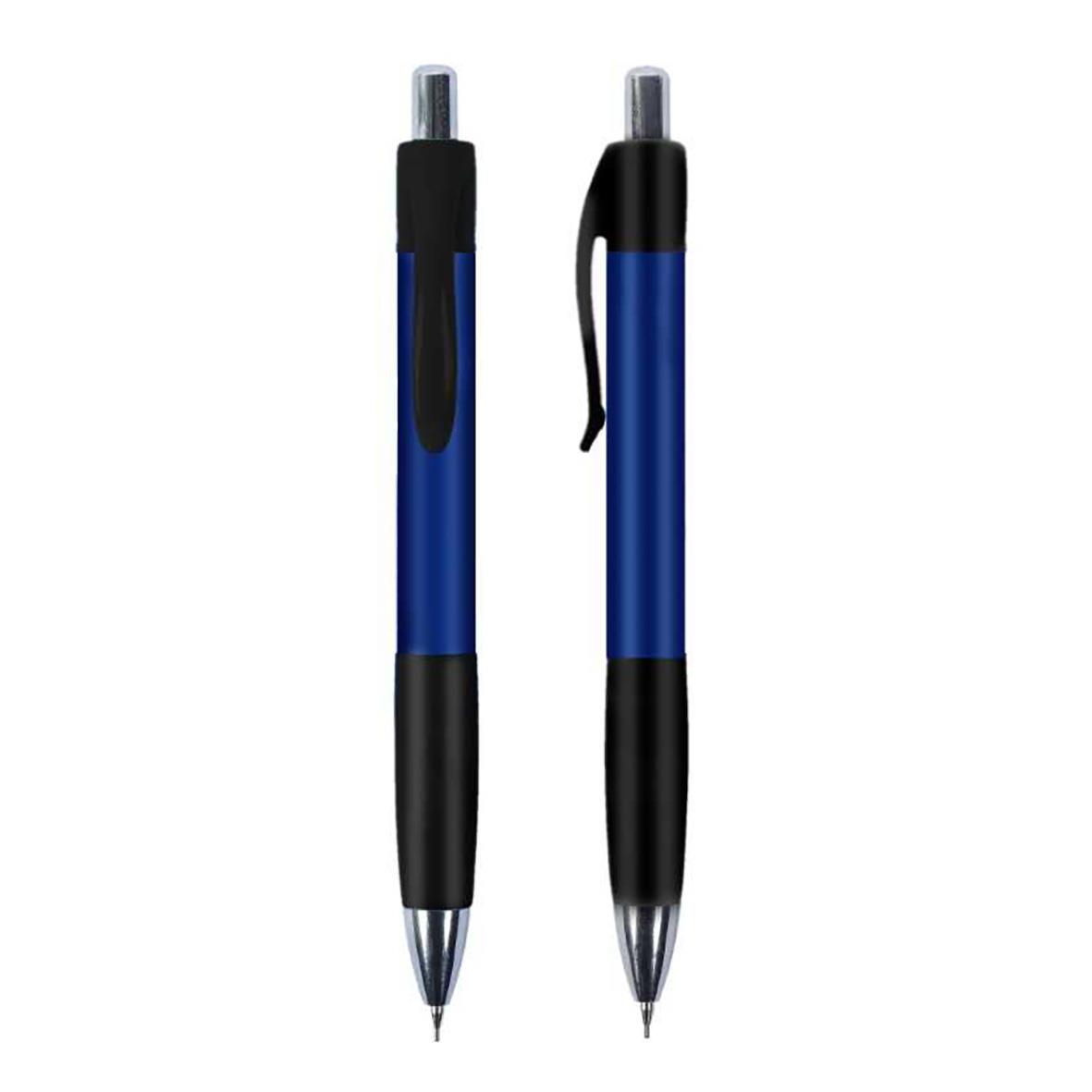 Blå stiftpenna AllOffice Ergo soft grip 0,7mm med svart grepp och clip