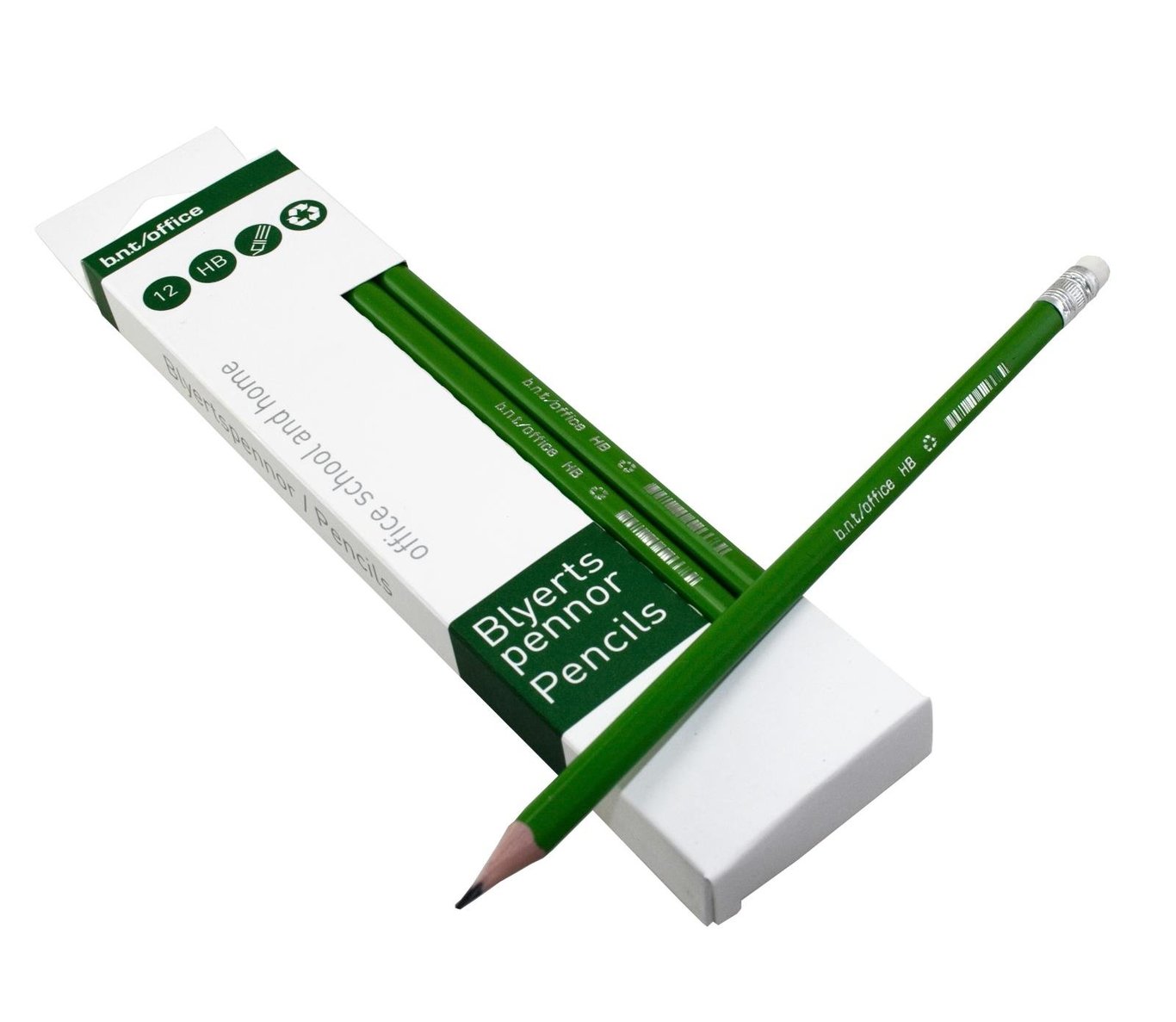 Grön blyertspenna med trekantig form och rader, Byers Pencils