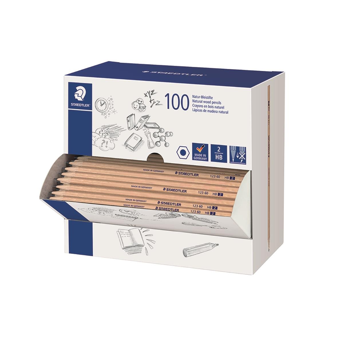 Blyertspennor Staedtler 123 Natur HB i förpackning med 100 stycken