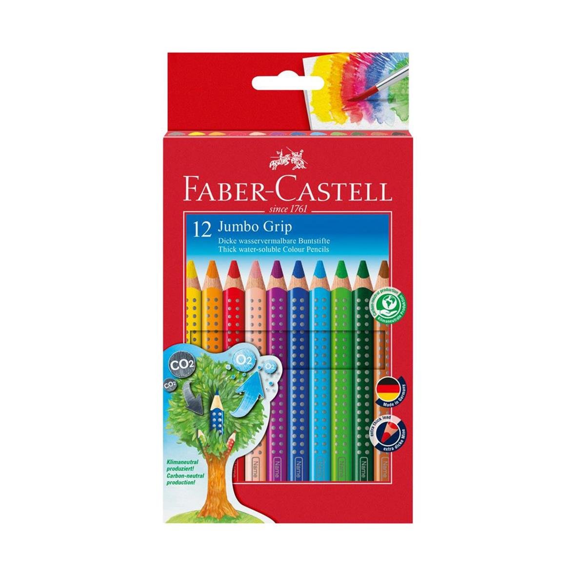 Färgpenna Blyerts Faber-Castell Grip Jumbo Akvarell Med Pennvässare 12 färger 13040283