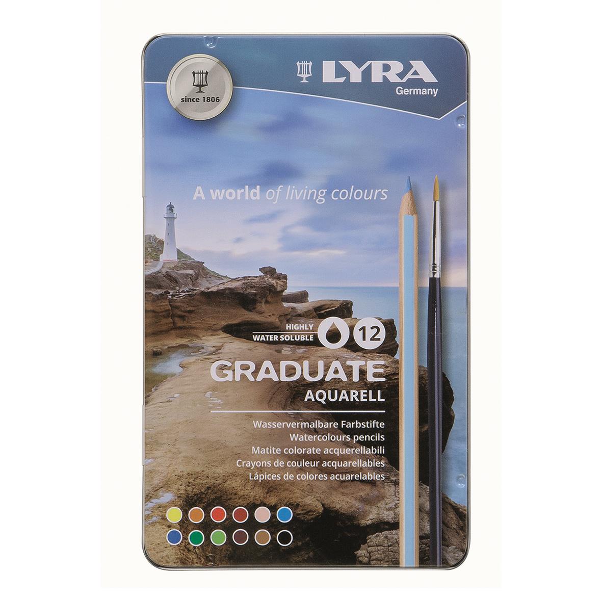 Färgpenna Blyerts Lyra Graduate Aquarell Metal Case 12 Färge