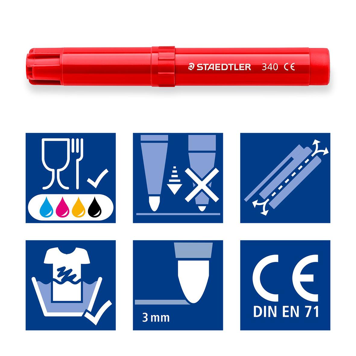 Tuschpenna Staedtler Noris 340 Jumbo med 12 färger