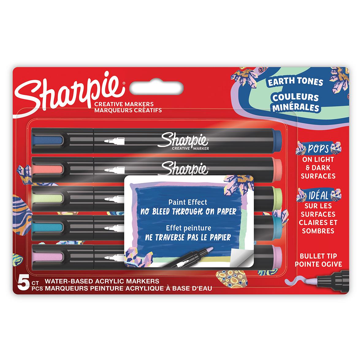 Set med Sharpie Creative Earth Tones markörer med bullet tip för konstnärligt bruk och olika ytor
