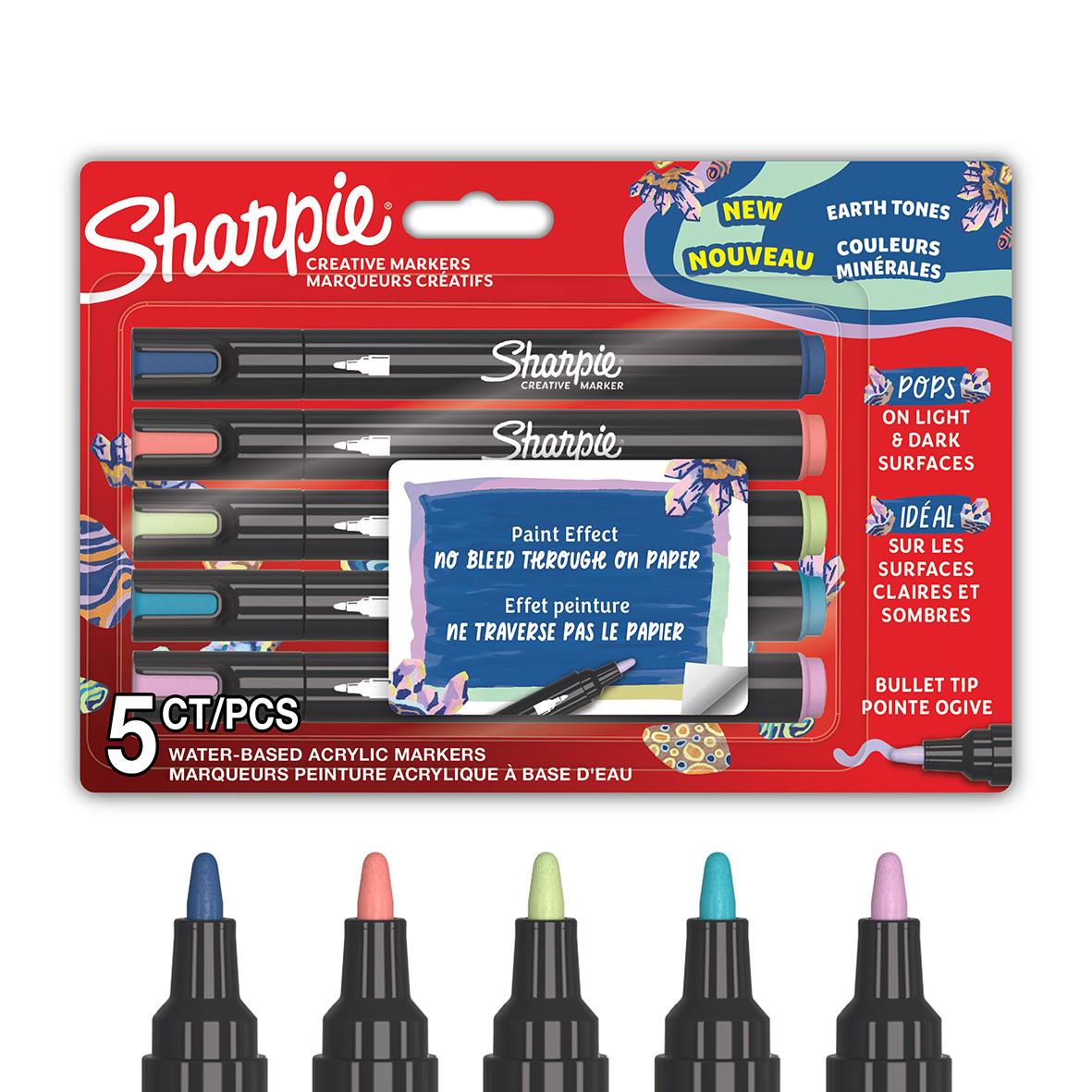 Sharpie Creative Earth Tones Bullet tip markeringar i fem färger på förpackning